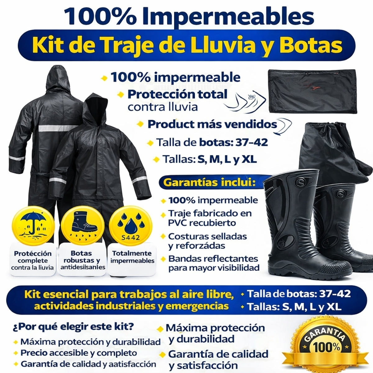 Kit conjunto impermeable + botas dakar